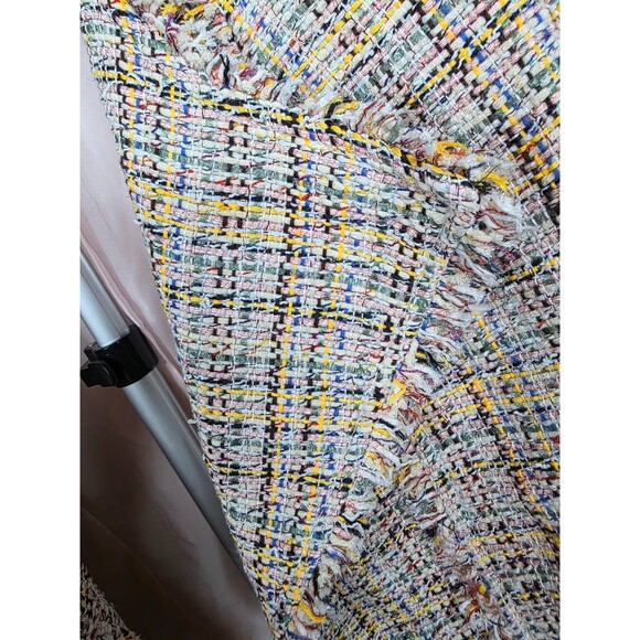 LOFT Bouclé Tweed Jacket | Size 12 | Cream Pink Blue Metallic | Fully Lined - Picture 7 of 14
